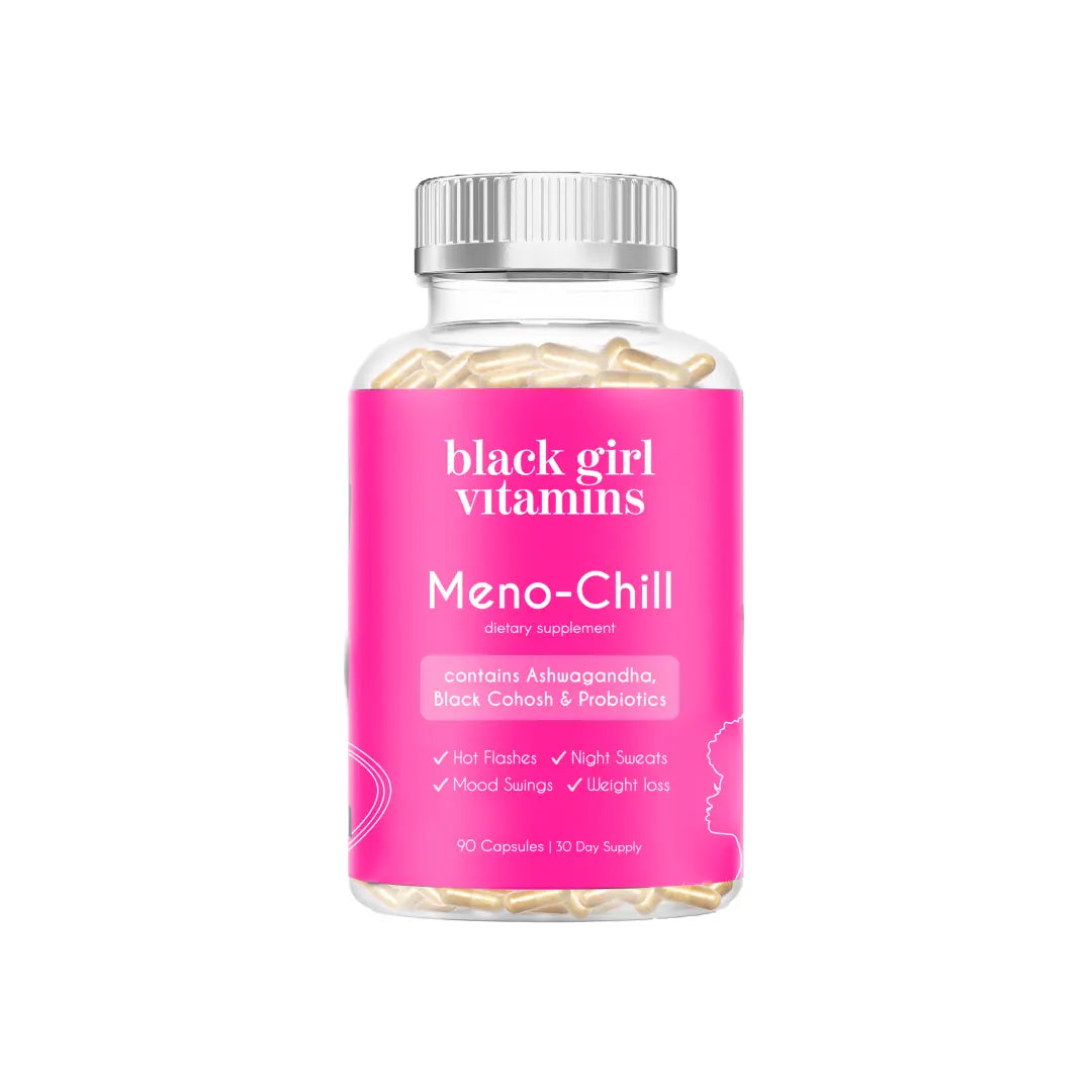 Black Girl Vitamins Meno-Chill - Healthcare Vitamin for Fitness & Diet - Contains Ashwagandha Black Cohosh Probiotics - 90 Capsules 30 Day Supply