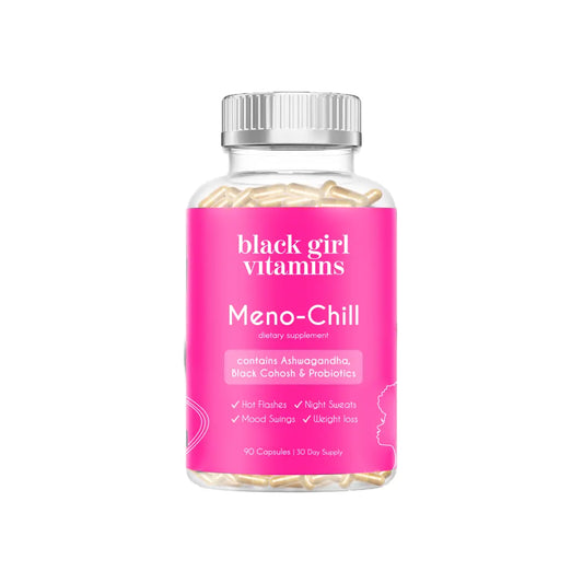 Black Girl Vitamins Meno-Chill - Healthcare Vitamin for Fitness & Diet - Contains Ashwagandha Black Cohosh Probiotics - 90 Capsules 30 Day Supply