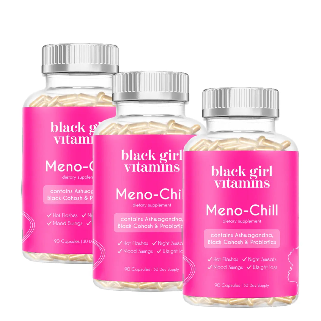 Black Girl Vitamins Meno-Chill - Healthcare Vitamin for Fitness & Diet - Contains Ashwagandha Black Cohosh Probiotics - 90 Capsules 30 Day Supply