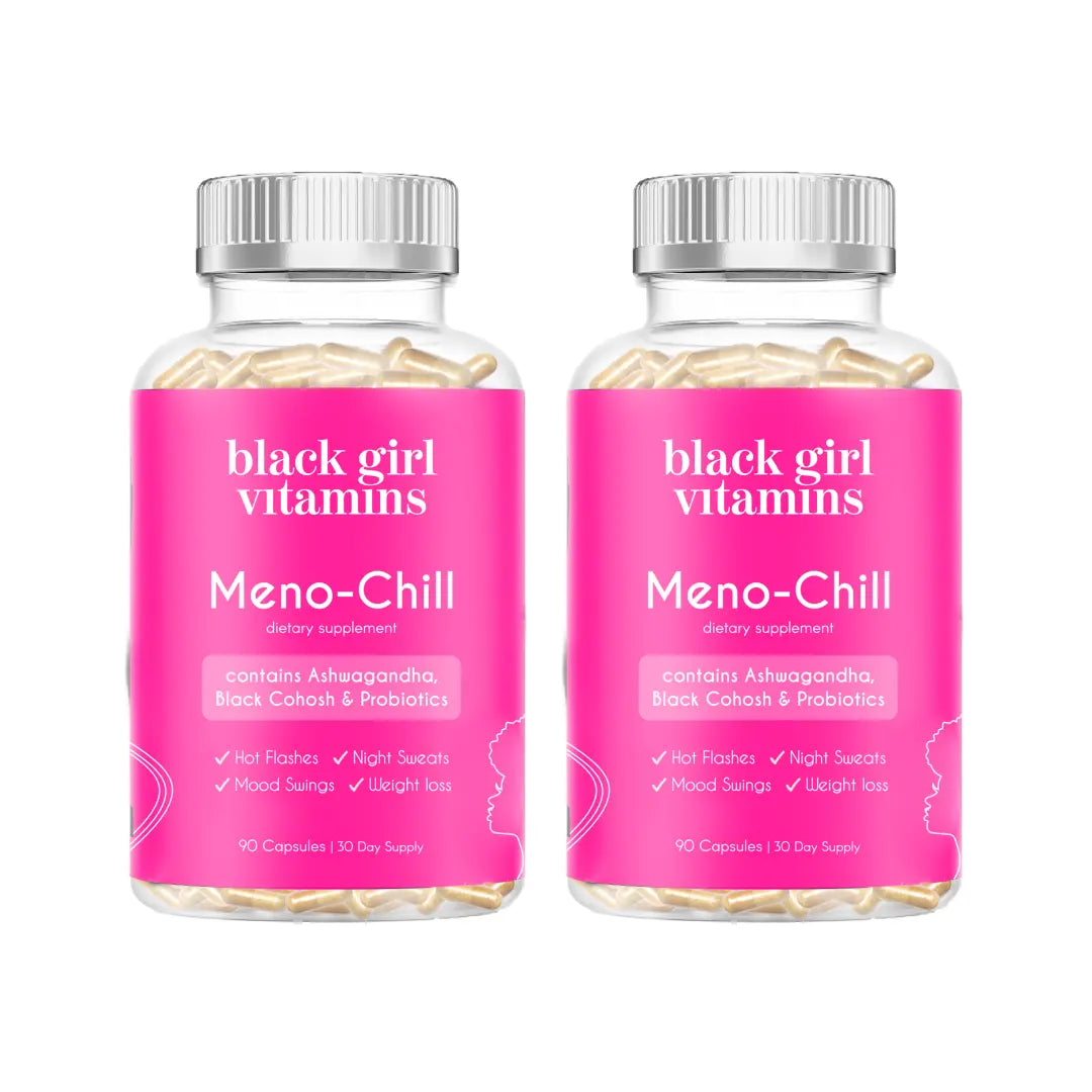 Black Girl Vitamins Meno-Chill - Healthcare Vitamin for Fitness & Diet - Contains Ashwagandha Black Cohosh Probiotics - 90 Capsules 30 Day Supply