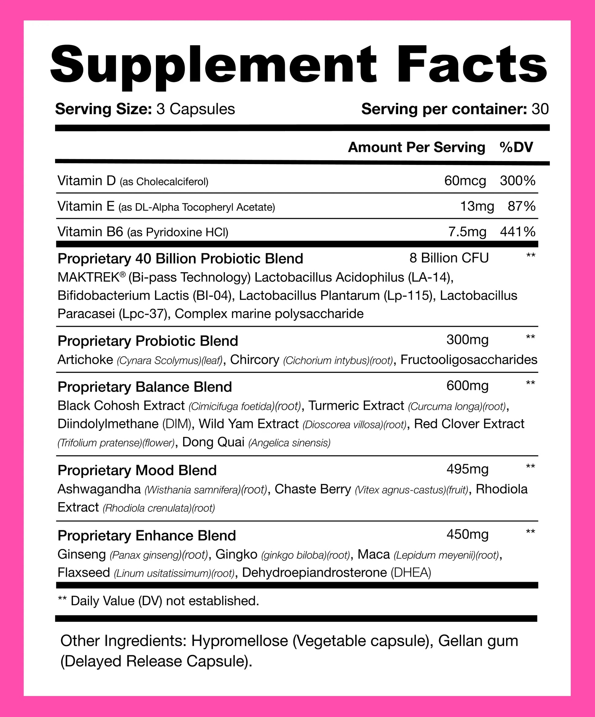 Black Girl Vitamins Meno-Chill - Healthcare Vitamin for Fitness & Diet - Contains Ashwagandha Black Cohosh Probiotics - 90 Capsules 30 Day Supply
