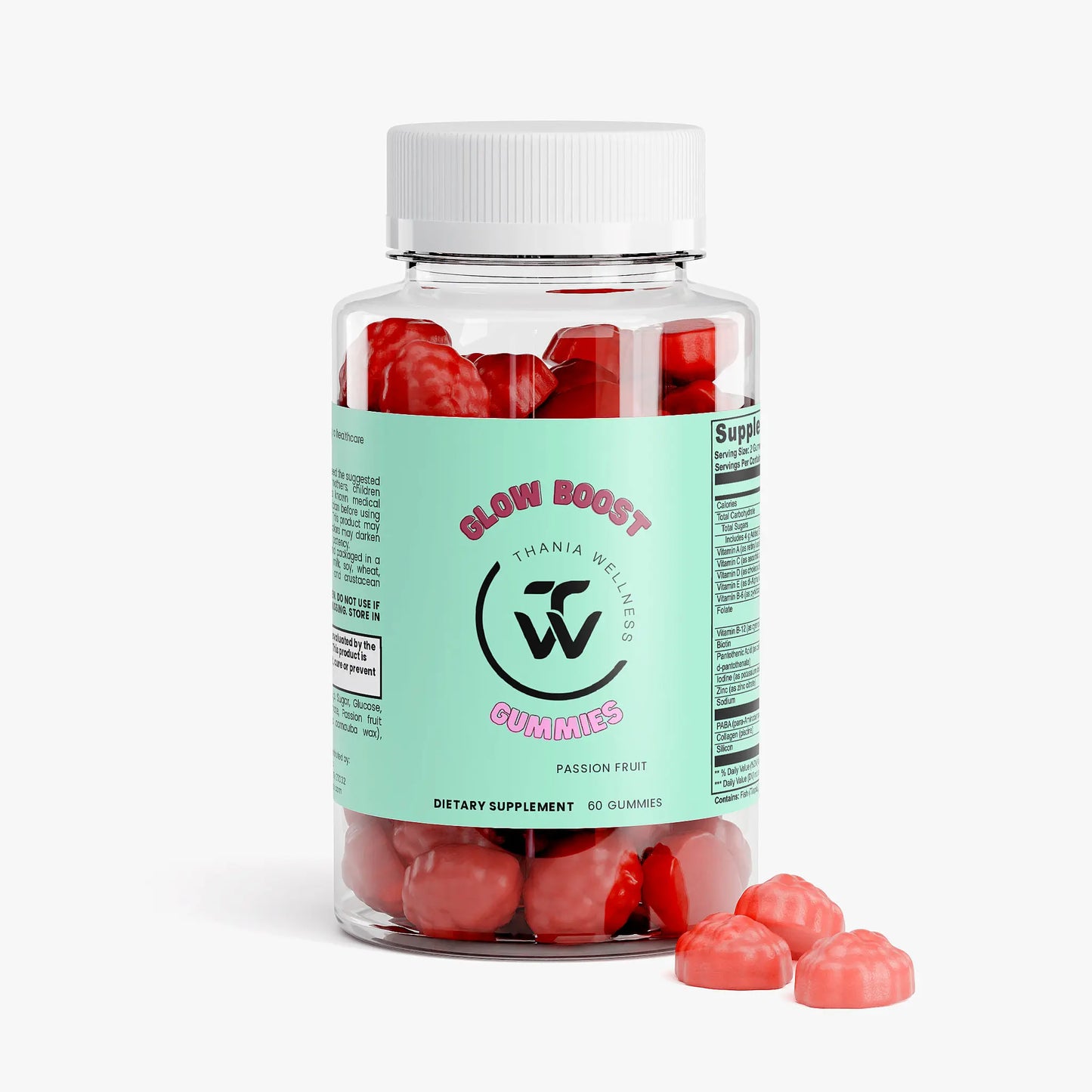 Thaniaaguirre Natural Edible Beauty Supplement Gummies - Hair, Skin & Nails Dietary Support with Biotin, Vitamins A,C,D,E, Collagen for Women, Zinc, Iodine, Skin Care - 60 Count for Vibrant Beauty