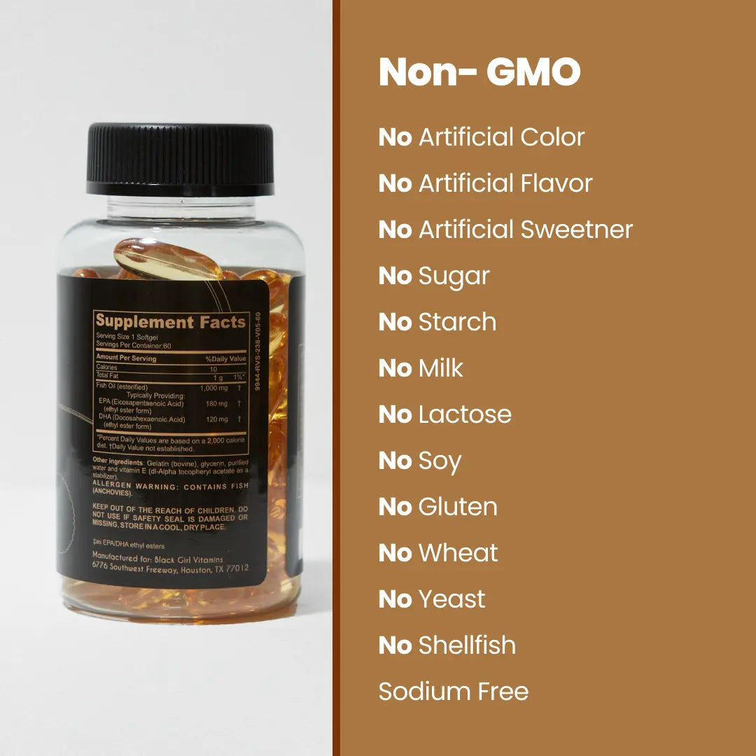Black Girl Vitamins Omega-3 EPA 80Mg DHA 120Mg Cardiovascular Health Immune System Brain Support 60 Softgels